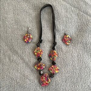 Multicolor Statement Necklace and Earring Set